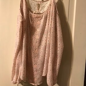 Pink open shoulder top